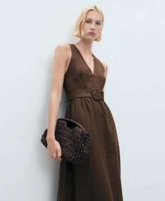 Women's Belt Linen Dress