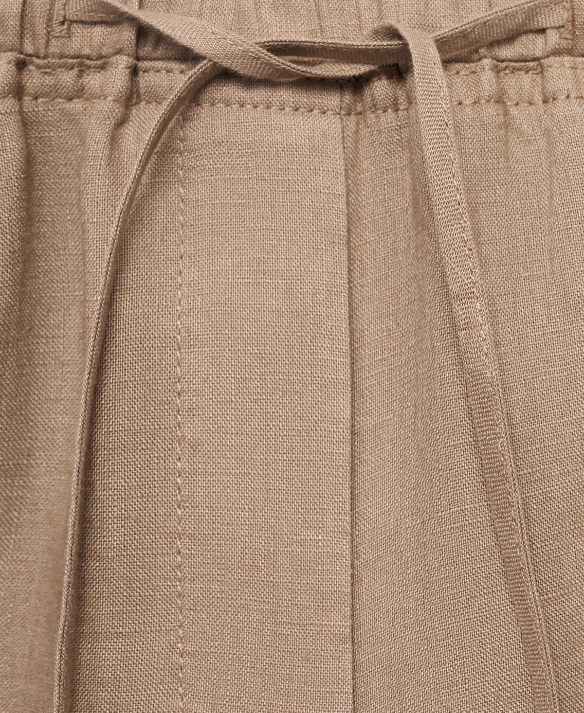 Mango Linen Trousers With Drawstring Medium Brown In Brown