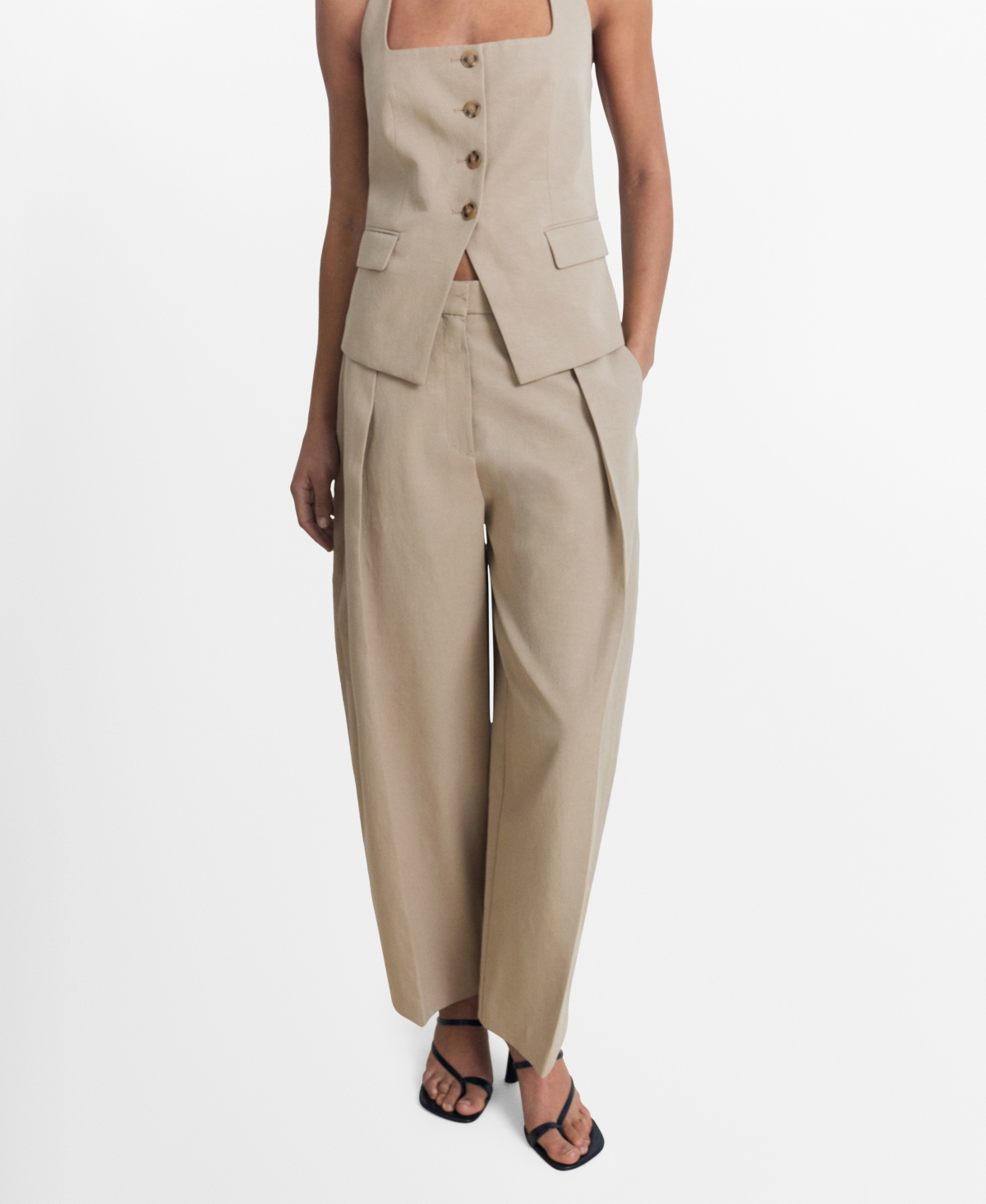 Mango Women's Linen-blend Balloon Pants In Brown