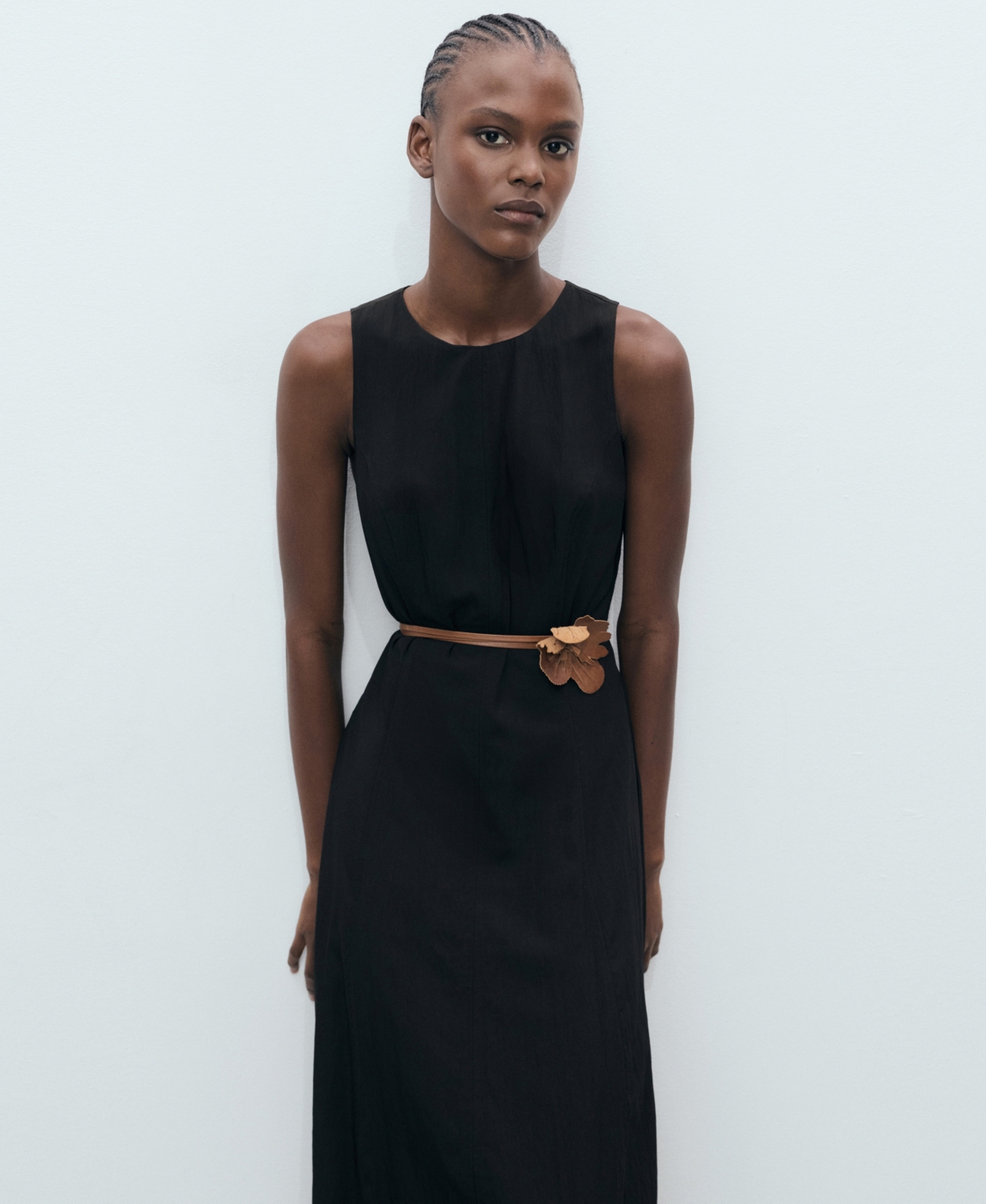 Mango Long Balloon Effect Dress Black In Black