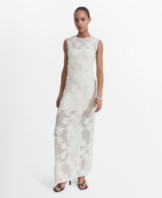 MANGO - Women's Floral Crochet Dress