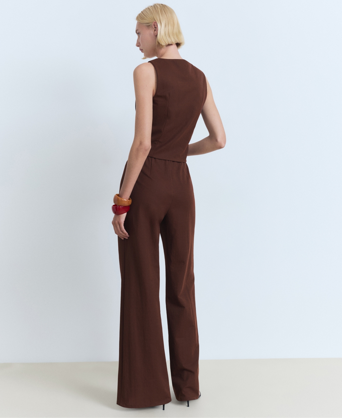 Mango Flowy Straight-fit Trousers Chocolate In Brown