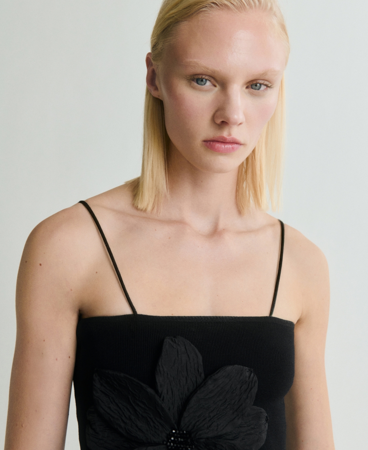 Mango Flowa Rib Camisole In Black