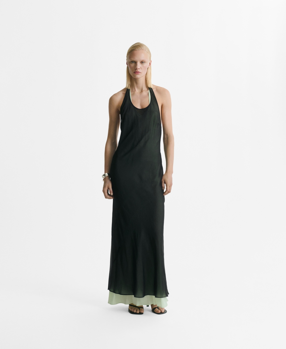 Mango Women's Semi-transparent Combination Dress In Black