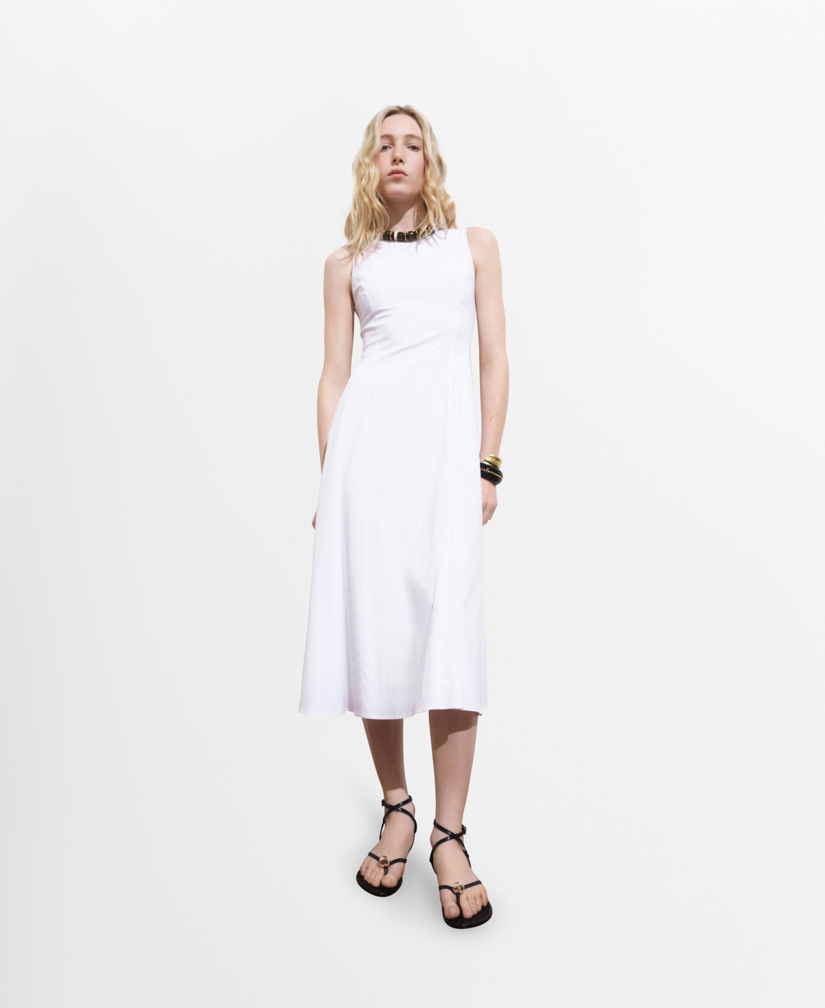 Mango Women's Flared Midi Dress In White