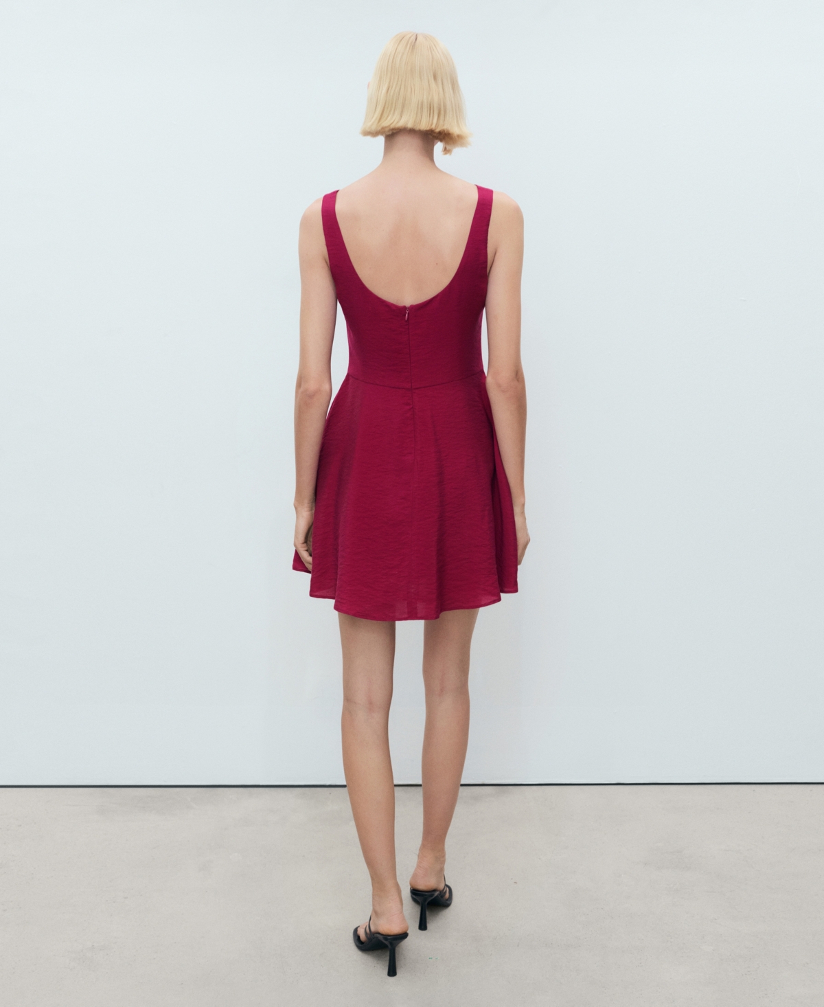 Mango Drop Waist Sleeveless Mini Dress In Red
