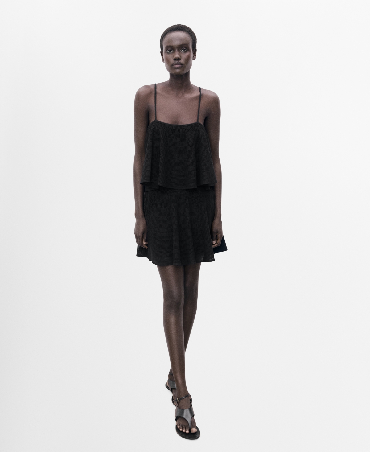 Women's Ruffle Knit Dress - Black