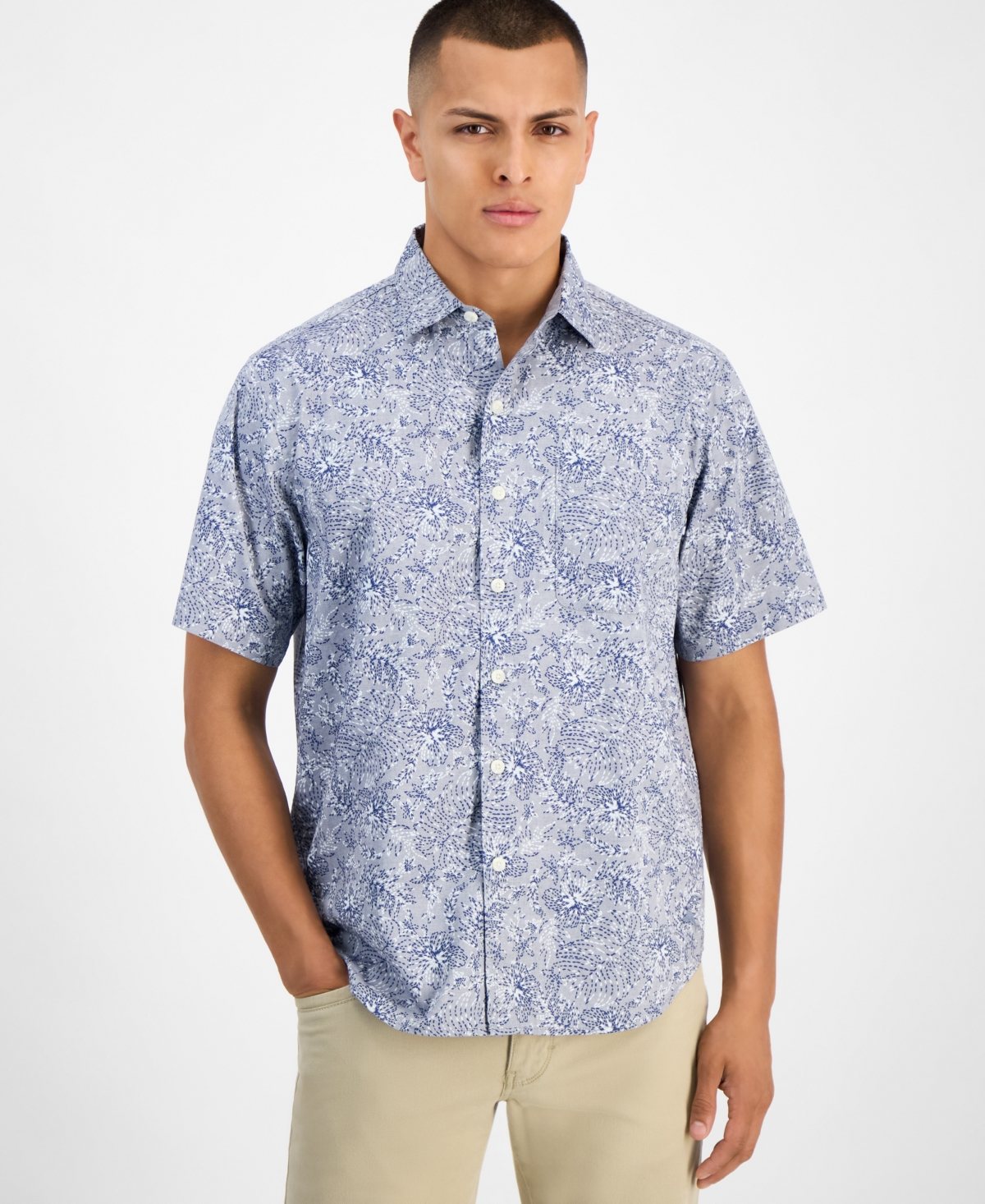Tommy Bahama Men's Tropical Twilight Cotton Chambray Shirt In Blue