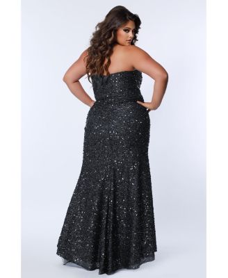 Women's Strapless Sweetheart Neckline Sequin Evening Gown