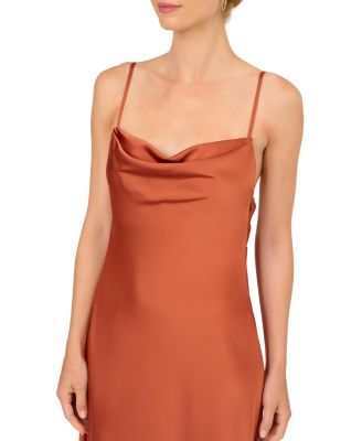 Adriana Women's Satin Cowl-Neck Sleeveless Long A-Line Dress