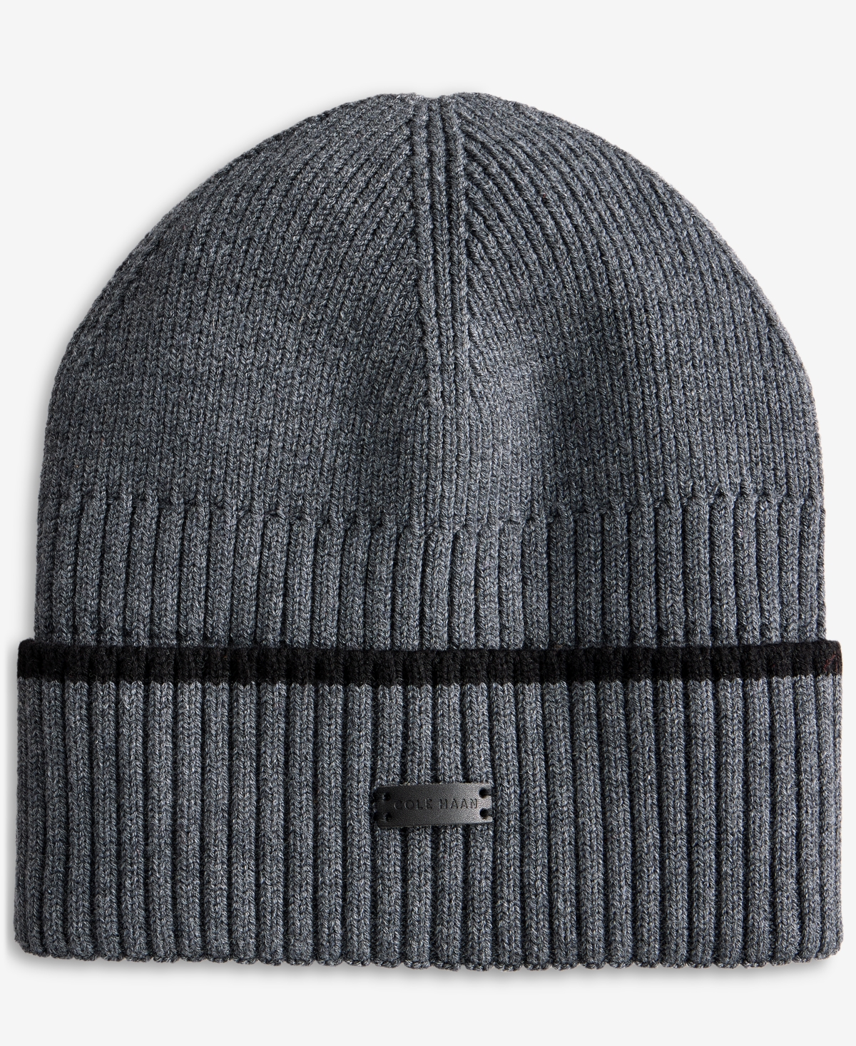 Cole Haan Men's Heritage Ribbed-knit Tipped Cuffed Beanie In Gray