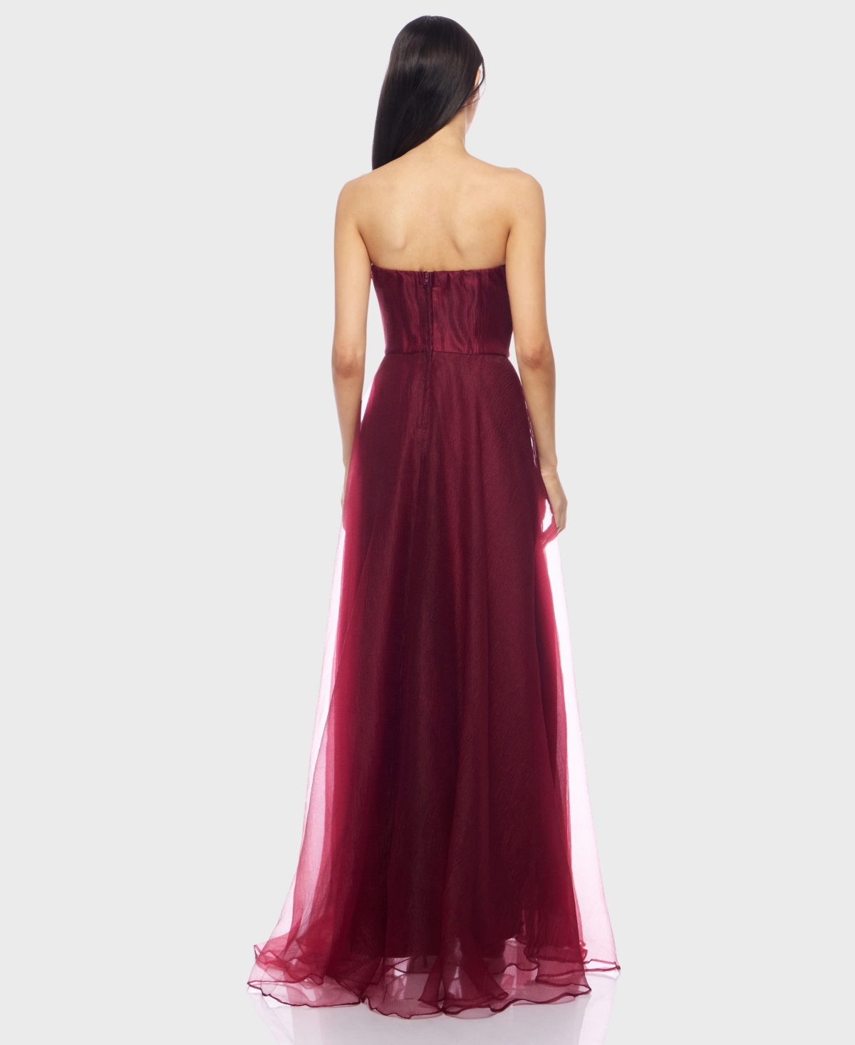 B Darlin Juniors' Asymmetric Drape Strapless Ball Gown, Created For Macy's In Burgundy