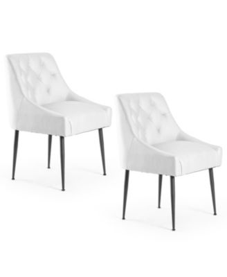 Modern Upholstered Dining Chairs Set of 6, Mid Century Kitchen Side Chairs with 5.12” Cushions and Back Pull Rod for Kitchen, Living Room