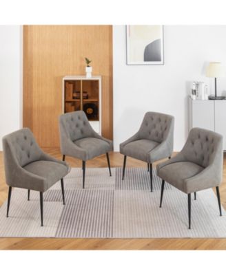 Modern Upholstered Dining Chairs Set of 2, Mid Century Kitchen Side Chairs with 5.12” Cushions and Back Pull Rod for Kitchen, Living Room