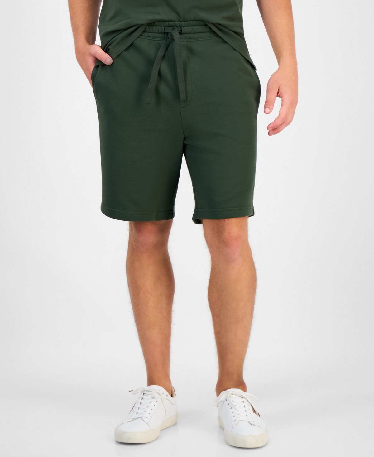 Hugo Boss Men's Dayono 9" Relaxed-fit Drawstring Cotton French Terry Shorts In Green