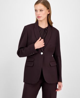 Anne Klein Womens Curved Lapel Double Pocket Blazer Twist Neck Sleeveless Top Pull On Pants In Multi