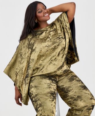 Plus Size Metallic Dolman-Sleeve Top
