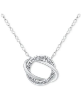 Giani Bernini - Cubic Zirconia Love Knot Pendant Necklace in Sterling Silver, 16" + 2" extender