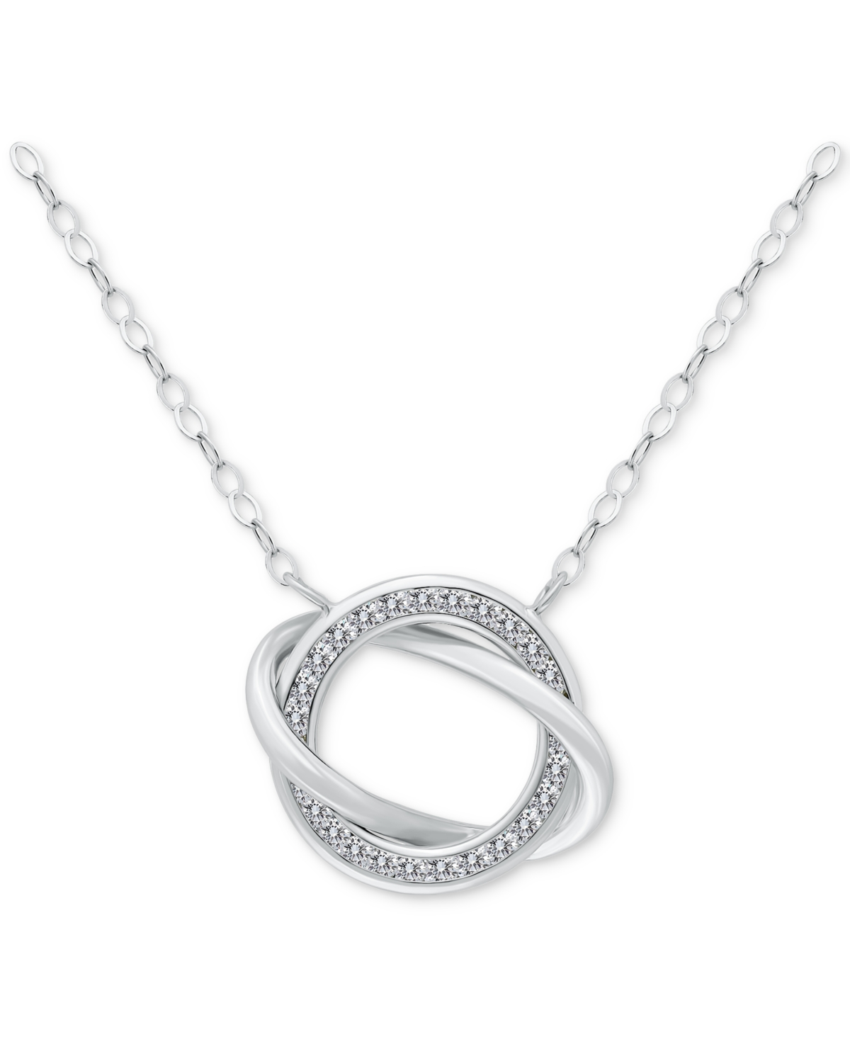 Giani Bernini Cubic Zirconia Love Knot Pendant Necklace In Sterling Silver, 16" + 2" Extender, Exclusively At Macy In Silver
