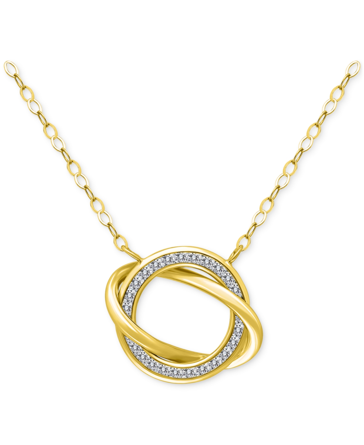 Giani Bernini Cubic Zirconia Love Knot Pendant Necklace In Sterling Silver, 16" + 2" Extender, Exclusively At Macy In Gold