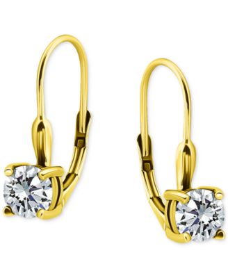Round Cubic Zirconia Leverback Earrings in Gold Vermeil Over Sterling Silver, Macy's Exclusive