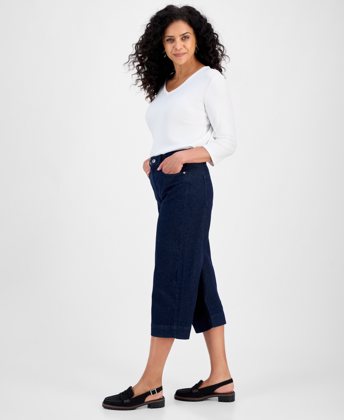 Style & Co Women's High Rise Culotte Jeans, Macy's Exclusive In Blue