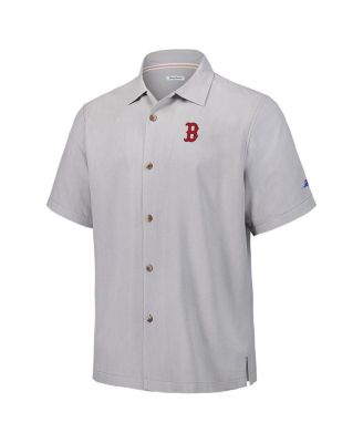 Men's Gray Boston Red Sox Hit and Run Silk Camp Button-Up Shirt