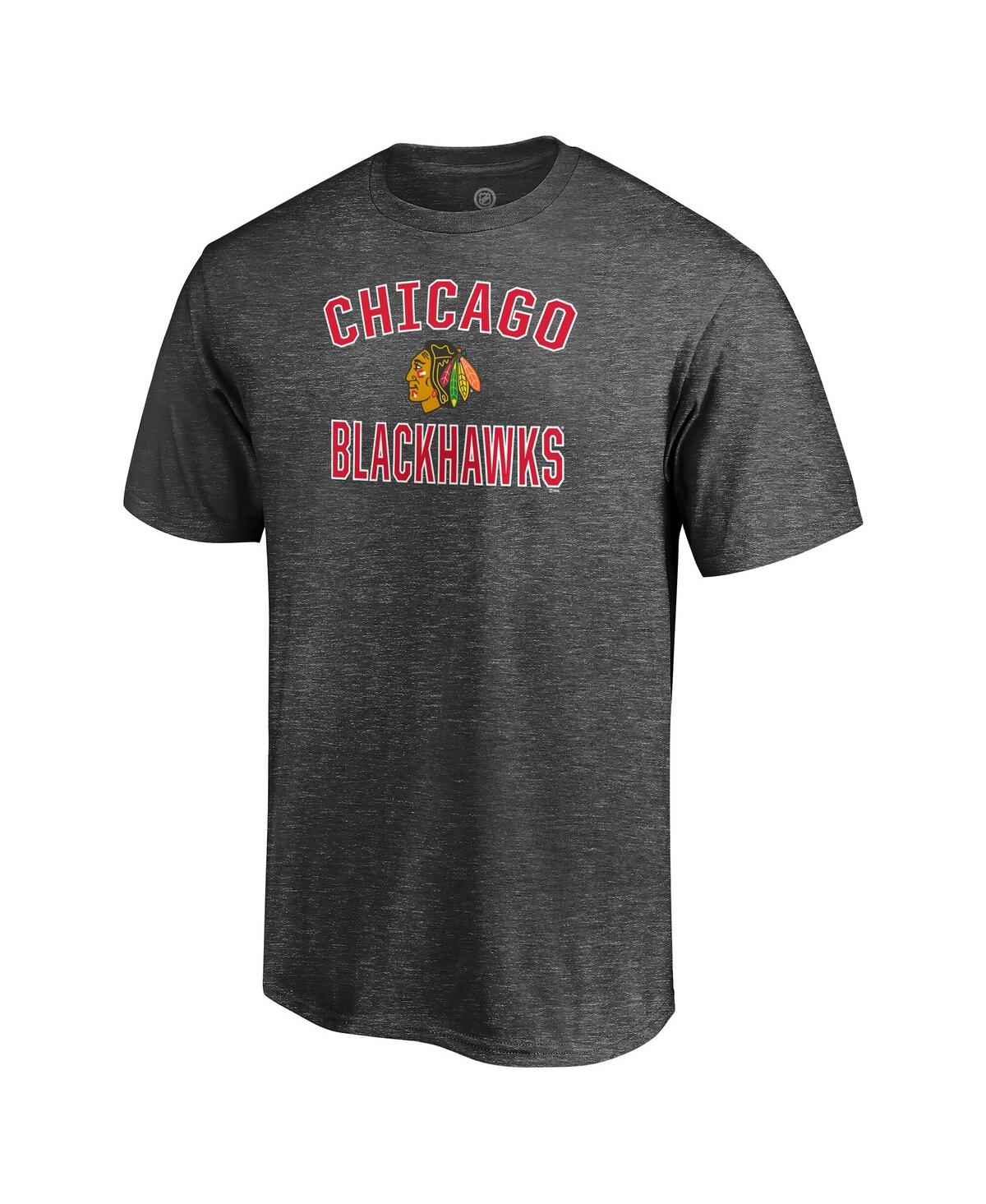 Fanatics Men's Heather Charcoal Chicago Blackhawks Victory Arch T-shirt In Black