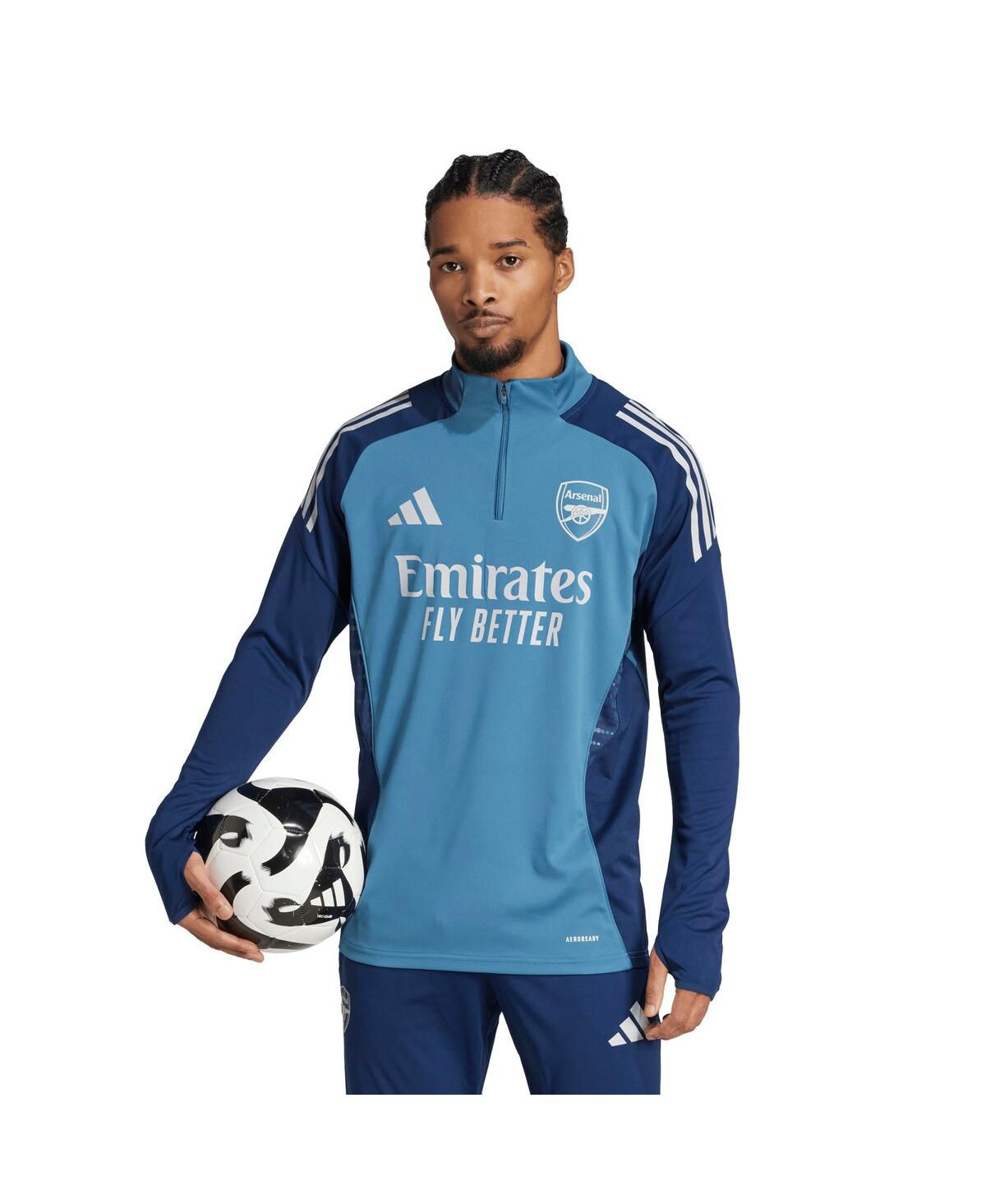 Мужская светло-голубая тренировочная толстовка Arsenal 2025/26 AEROREADY Raglan с застежкой на четверть молнии для тренировок