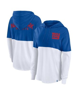 Fanatics - Women's Royal/White New York Giants Backup Option Long Sleeve Hoodie T-Shirt