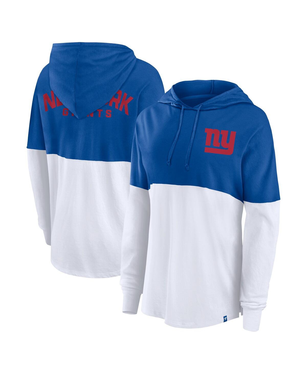 Women's Royal/White New York Giants Backup Option Long Sleeve Hoodie T-Shirt - Royal, White