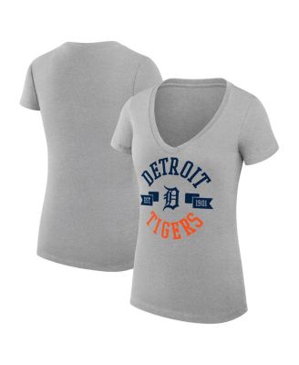 G-III 4Her by Carl Banks - Women's Heather Gray Detroit Tigers City Graphic V-Neck Fitted T-Shirt