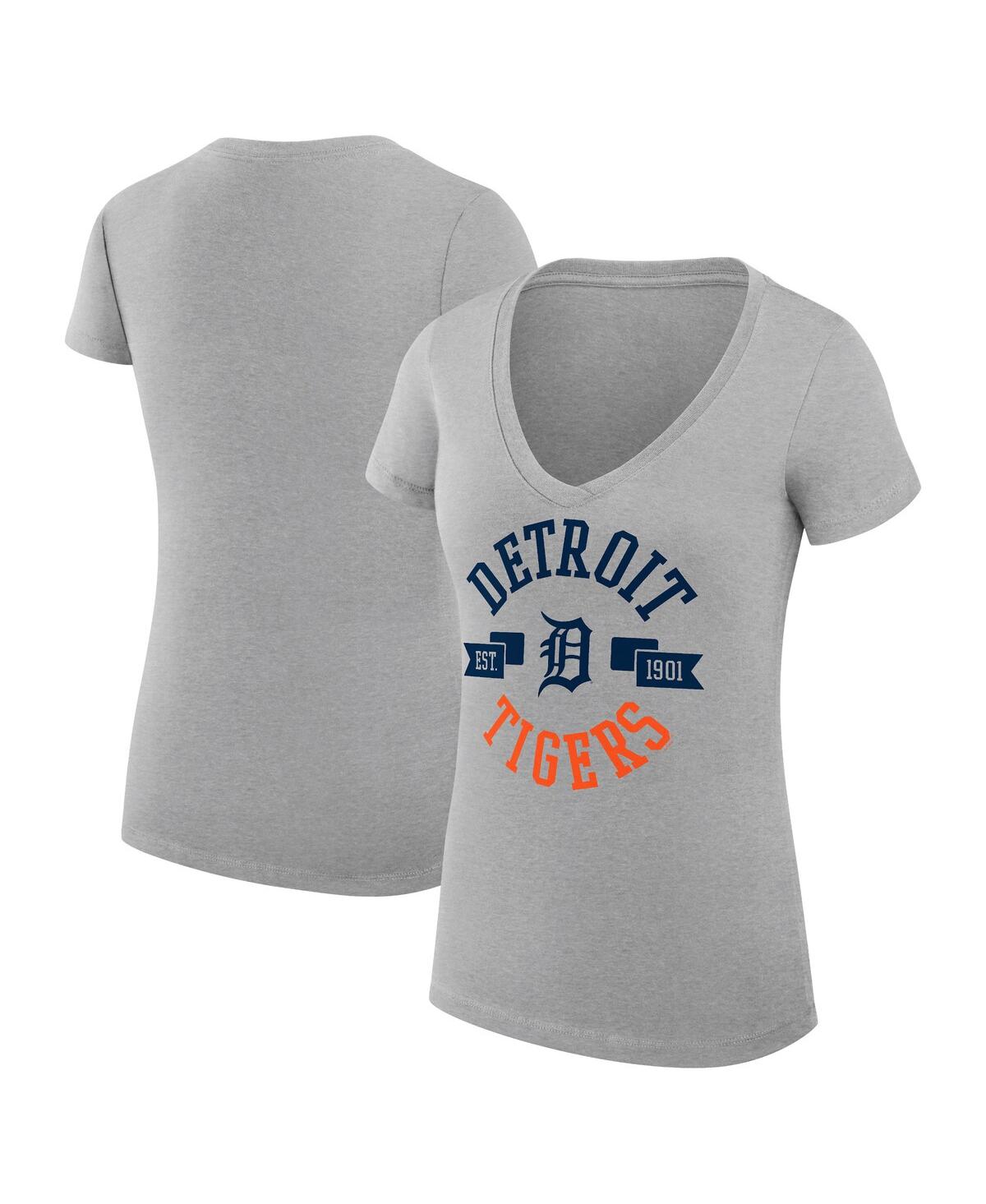 Women's Heather Gray Detroit Tigers City Graphic V-Neck Fitted T-Shirt - Heather Gray
