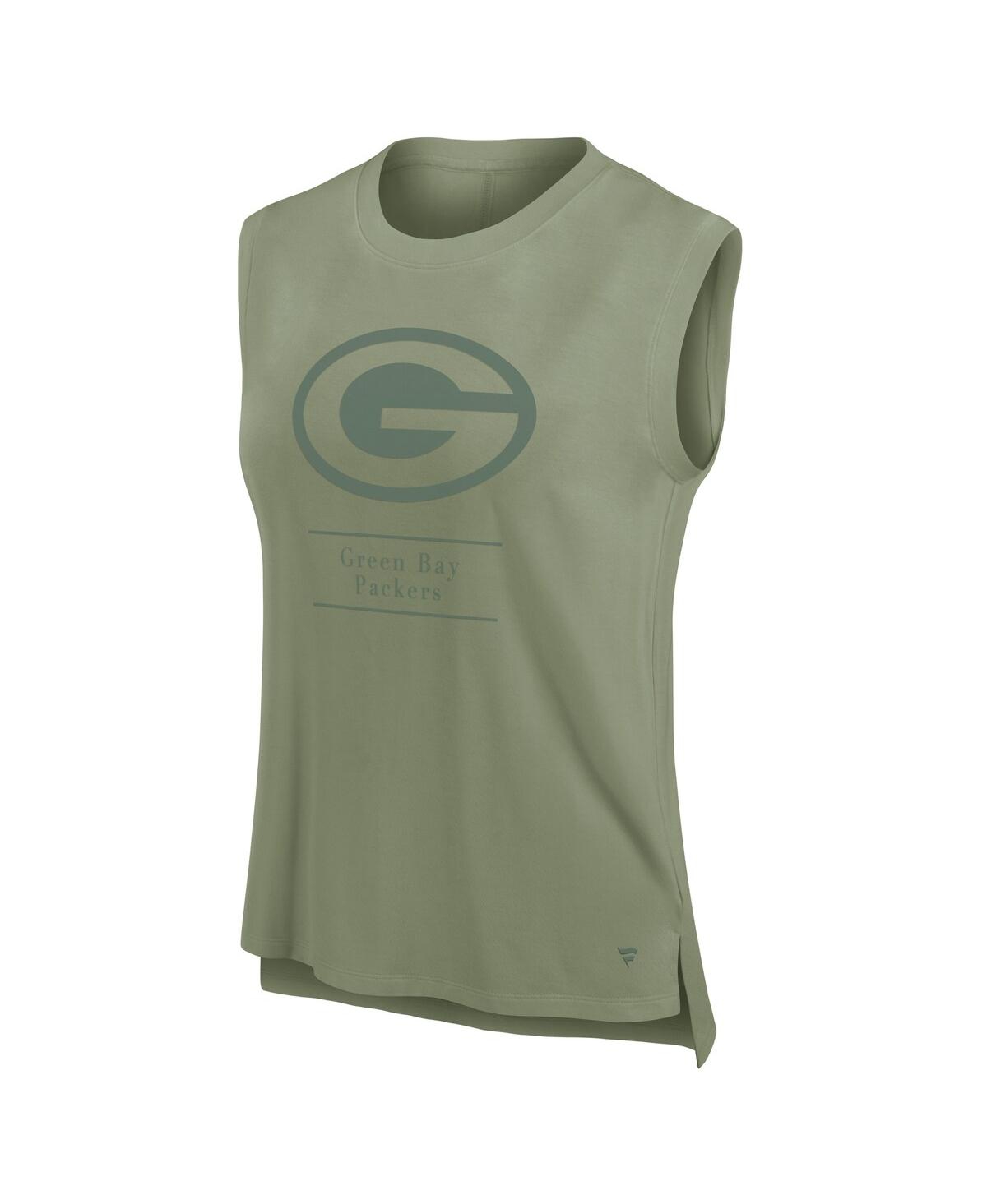 Fanatics Women's Olive Green Bay Packers Studio Embrace Tank Top In Green