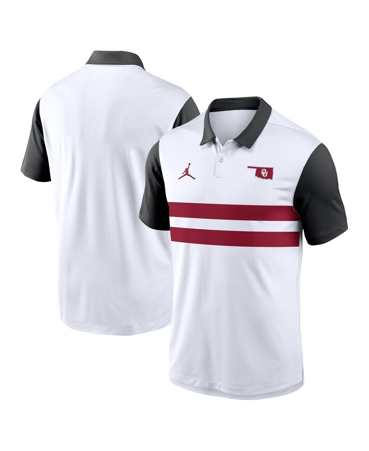 Men's White/Black Oklahoma Sooners Athletic Prep Alt Logo Vapor Performance Polo Shirt - White, Black