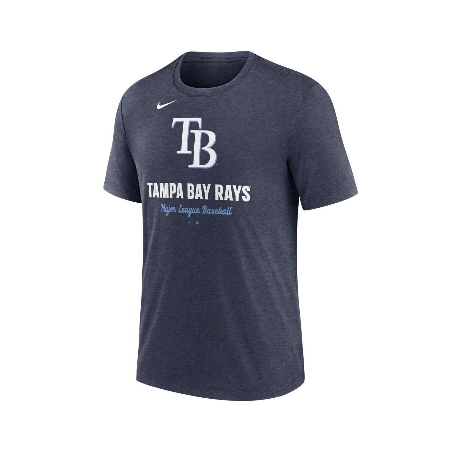 Men's Heather Navy Tampa Bay Rays Logo Tri-Blend T-Shirt