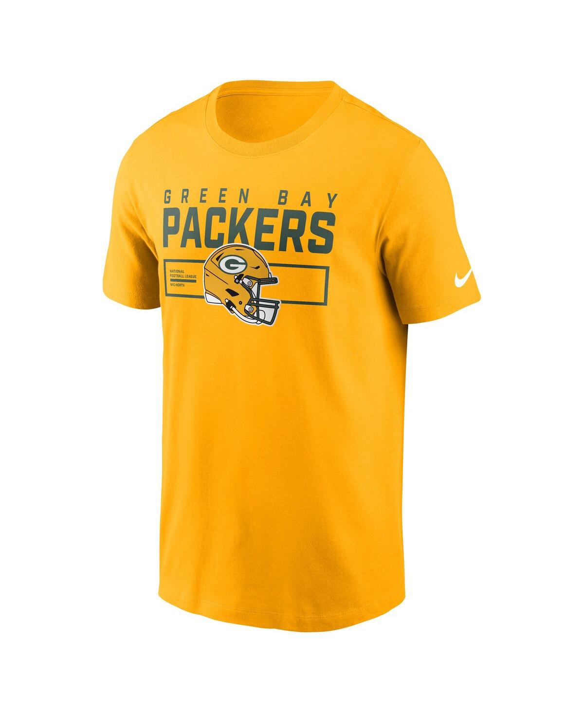 Nike Gold Green Bay Packers Primetime Helmet Essential T-shirt In Yellow