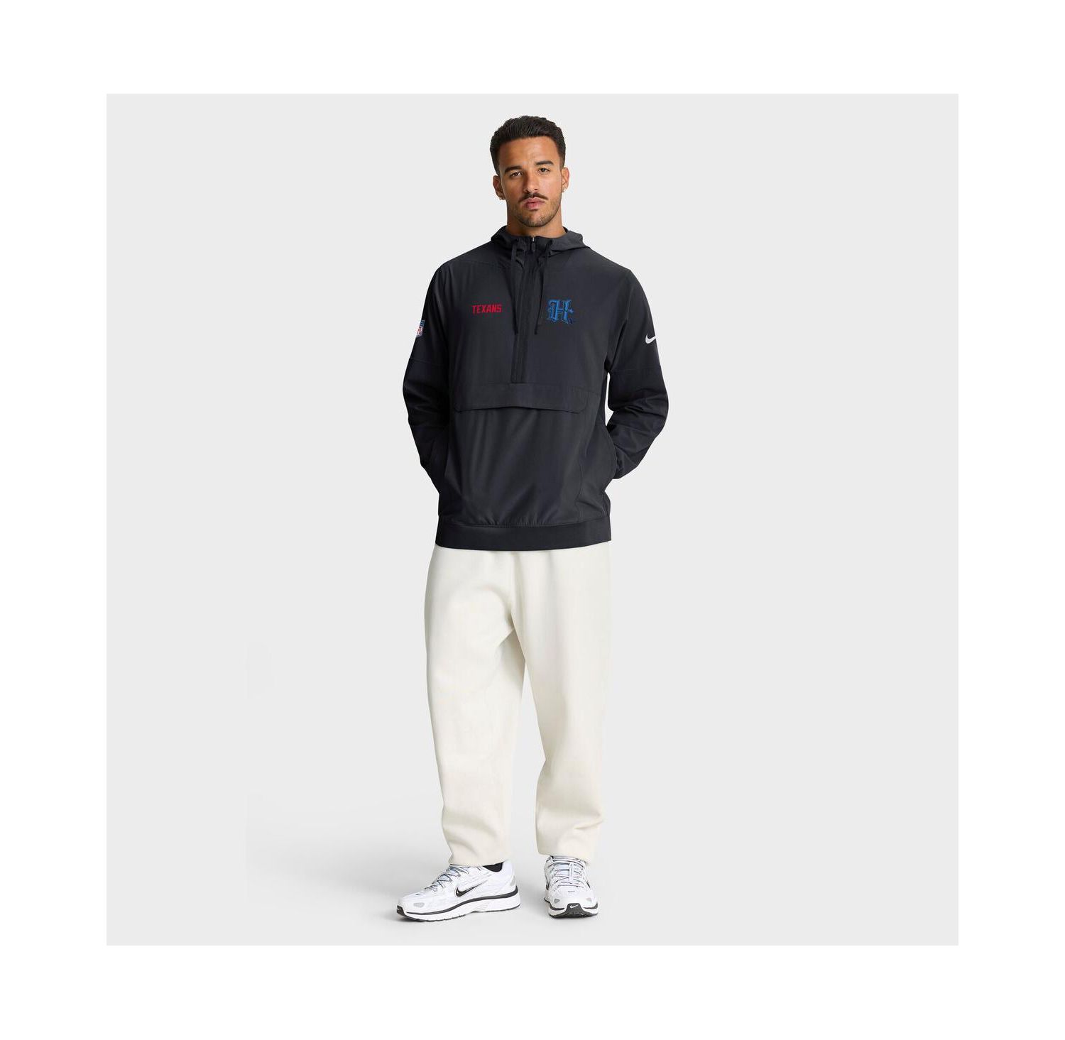 Men's Navy Houston Texans Sideline Alt Pack Anorak Half-Zip Hoodie Jacket