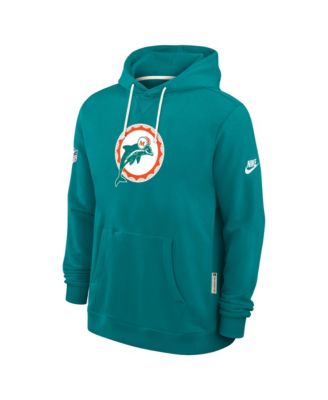 Men's Aqua Miami Dolphins Sideline Offensive Set Play Performance Pullover Hoodie