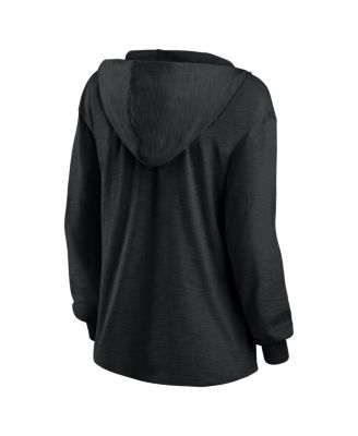 Women's Cleveland Browns Blackout Slub Hoodie V-Neck Long Sleeve T-Shirt