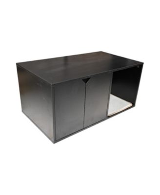 Black Cat Litter Box Enclosure Furniture with Scratch Pad