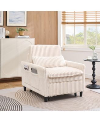 Beige Small Space Sofa Bed with Pillow