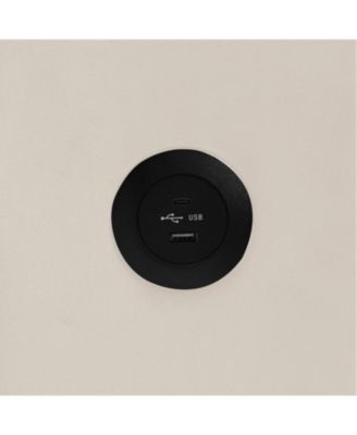 Foldable Velvet Sofa Bed with USB Desk (Beige)