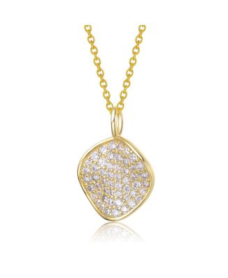 14K Gold Plated with Clear Cubic Zirconia Pendant Necklace