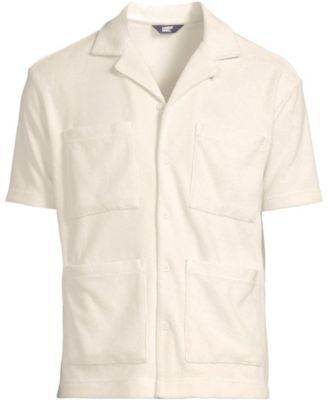 Men's Short Sleeve Textured Terry Camp Collar