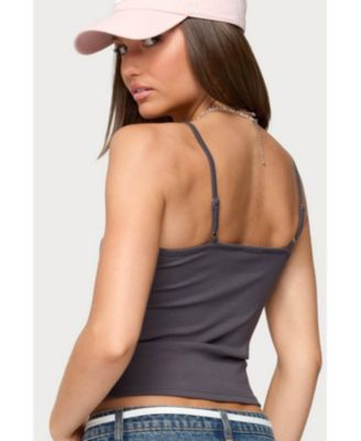 Womens 10 Floral Lacey Patch Tank Top