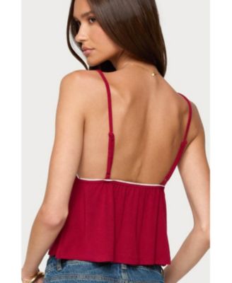 Womens Kellyn Button Contrast Babydoll Top