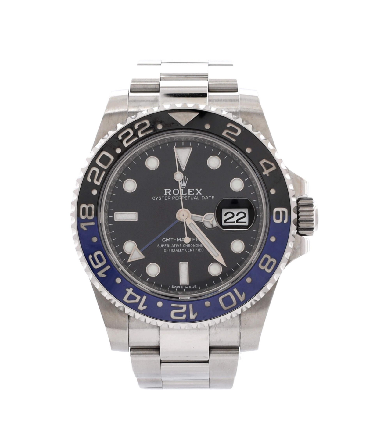 Oyster Perpetual Date Gmt-Master Ii Batman Automatic Watch in Stainless Steel and Cerachrom 40mm - Dial color: black