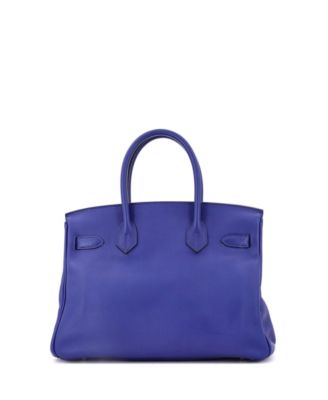 Pre-Owned Hermes Birkin 30 Handbag Blue Swift with Palladium Hardware