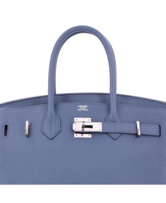 Pre-Owned Hermes Birkin 30 Handbag Blue Togo with Palladium Hardware